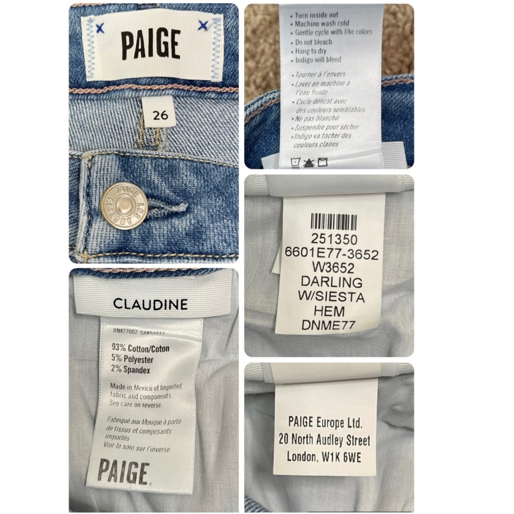 Paige Claudine High-Rise Jeans in Darling with Bootcut Flare Siesta Hem Size 26 - Picture 12 of 16